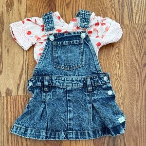 7 For All Mankind Toddler Girls Overall Denim Dress with Bodysuit